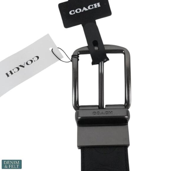 Coach Black Signature Leather Reversible Belt Harness Buckle 38mm NEW/NWT!! - Picture 5 of 9